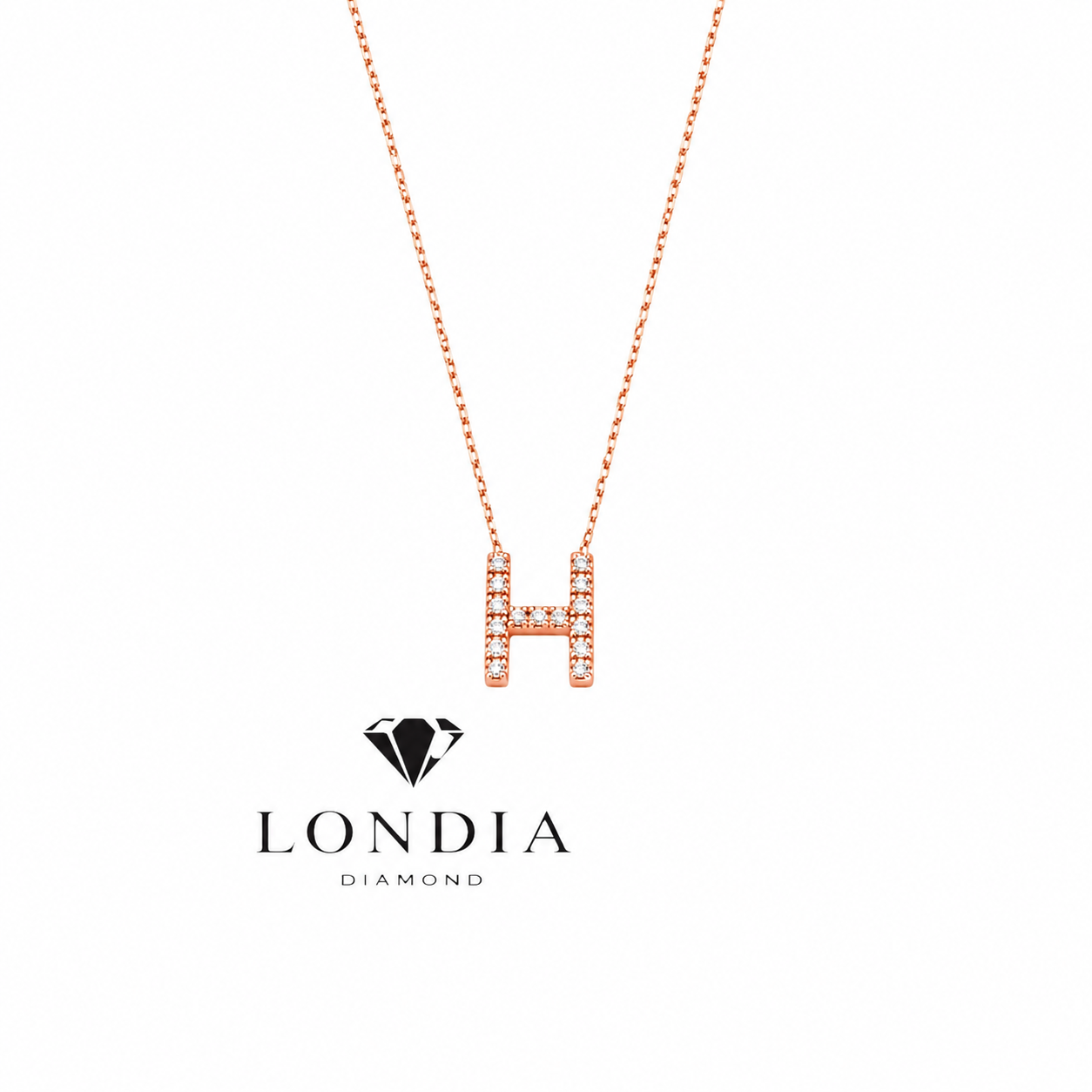 Personalized Mini H Initial 0.05 Carat Natural Diamond Necklace