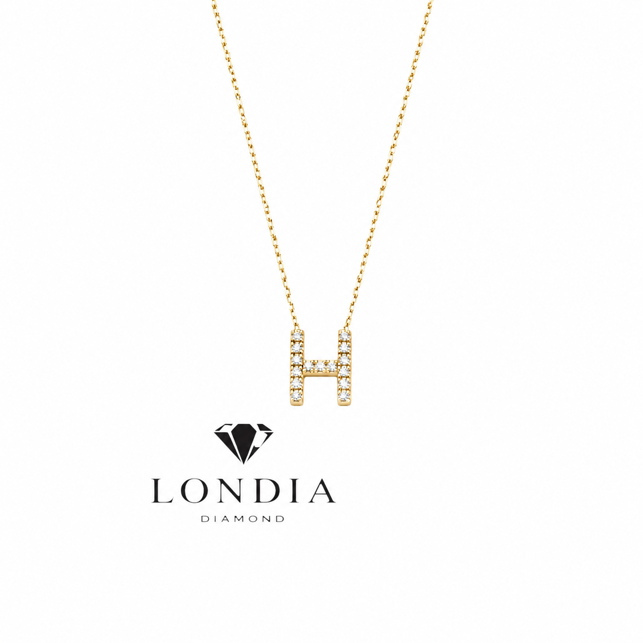 Personalized Mini H Initial 0.05 Carat Natural Diamond Necklace