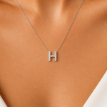 Personalized Mini H Initial 0.05 Carat Natural Diamond Necklace