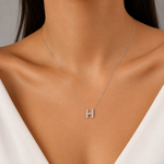 Personalized Mini H Initial 0.05 Carat Natural Diamond Necklace
