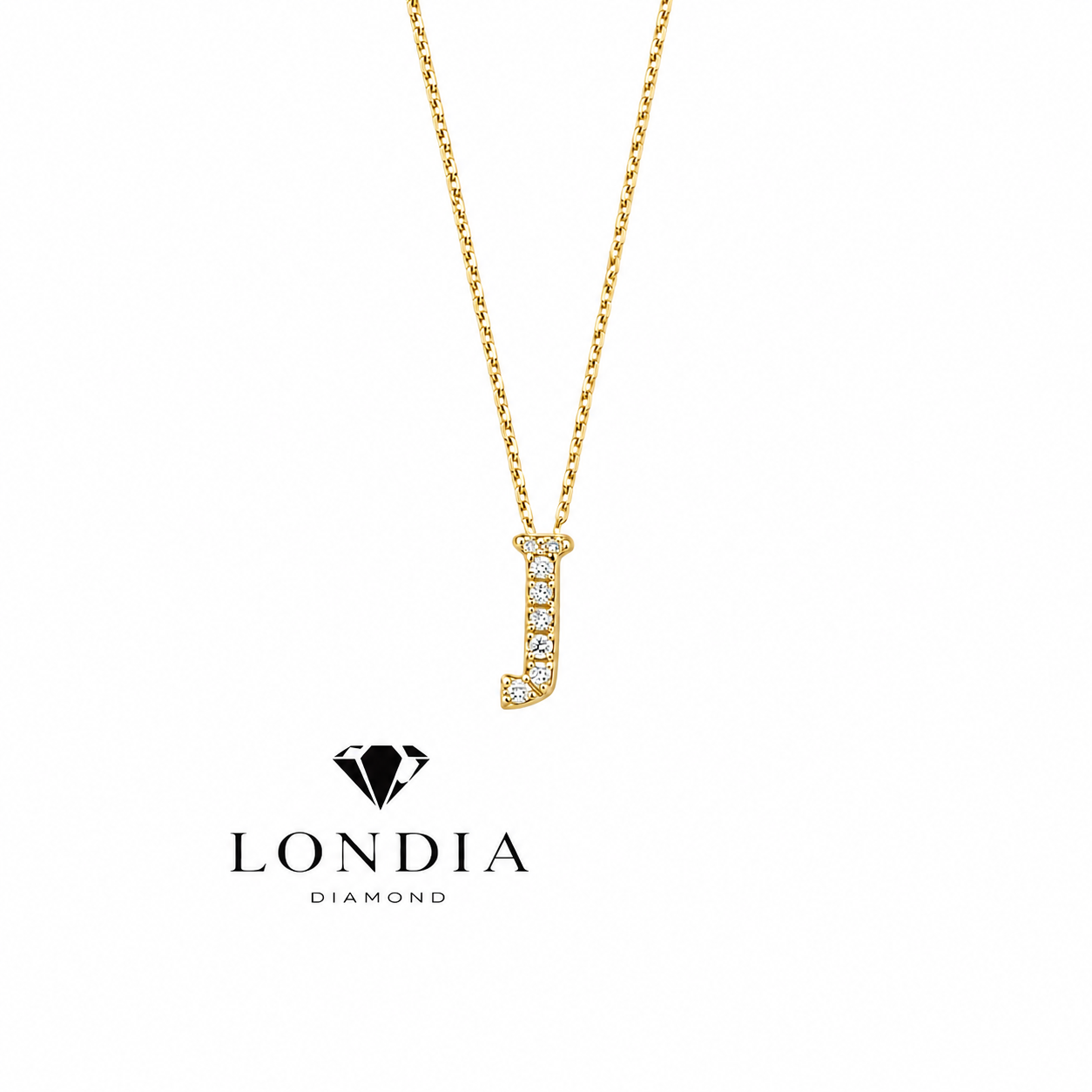 Personalized Mini J Initial 0.05 Carat Natural Diamond Necklace