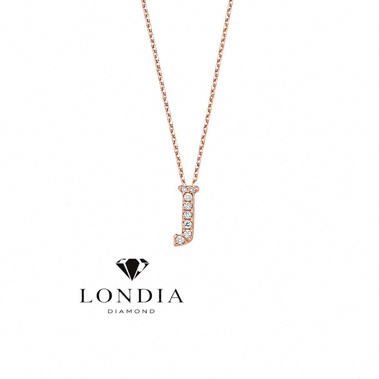 Personalized Mini J Initial 0.05 Carat Natural Diamond Necklace