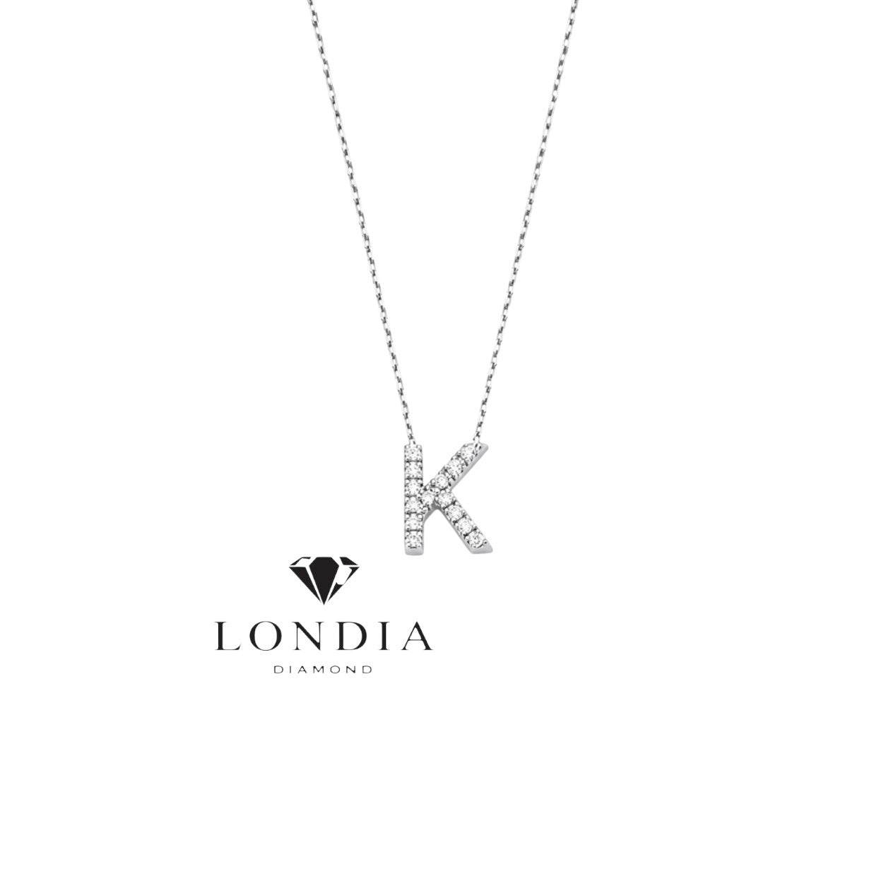 Personalized Mini K Initial 0.05 Carat Natural Diamond Necklace