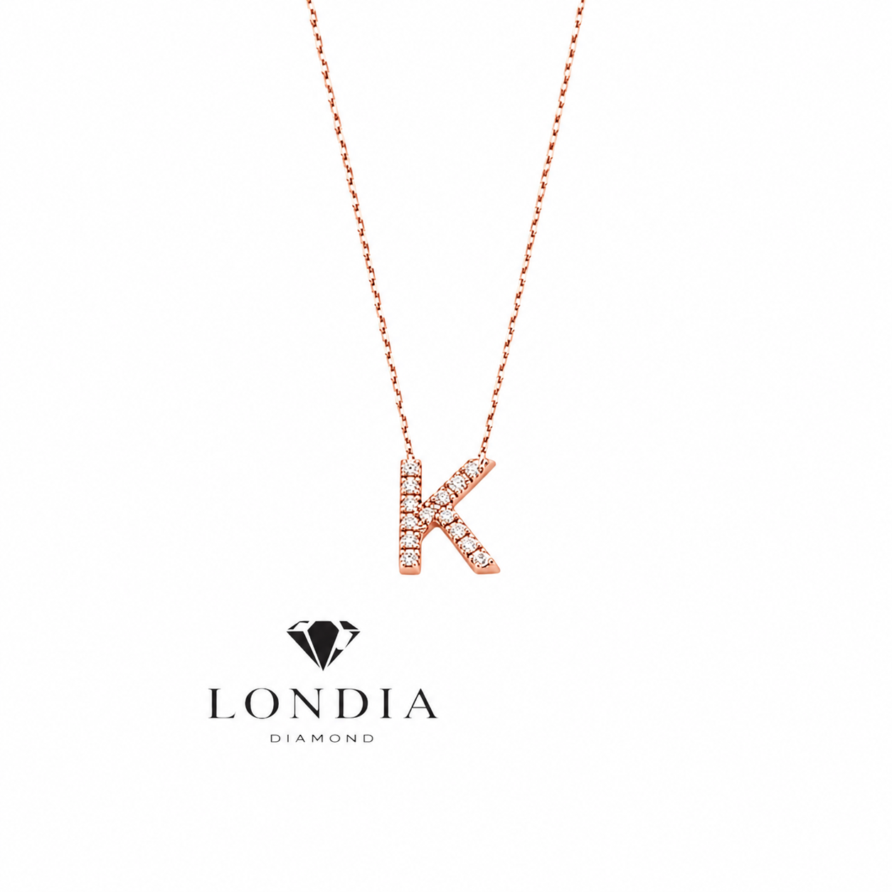 Personalized Mini K Initial 0.05 Carat Natural Diamond Necklace