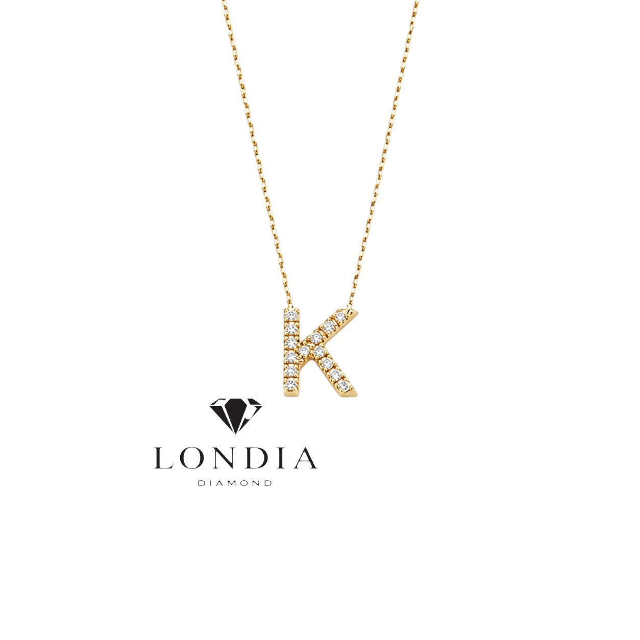 Personalized Mini K Initial 0.05 Carat Natural Diamond Necklace