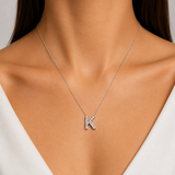 Personalized Mini K Initial 0.05 Carat Natural Diamond Necklace