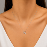 Personalized Mini K Initial 0.05 Carat Natural Diamond Necklace