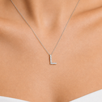 Personalized Mini L Initial 0.05 Carat Natural Diamond Necklace