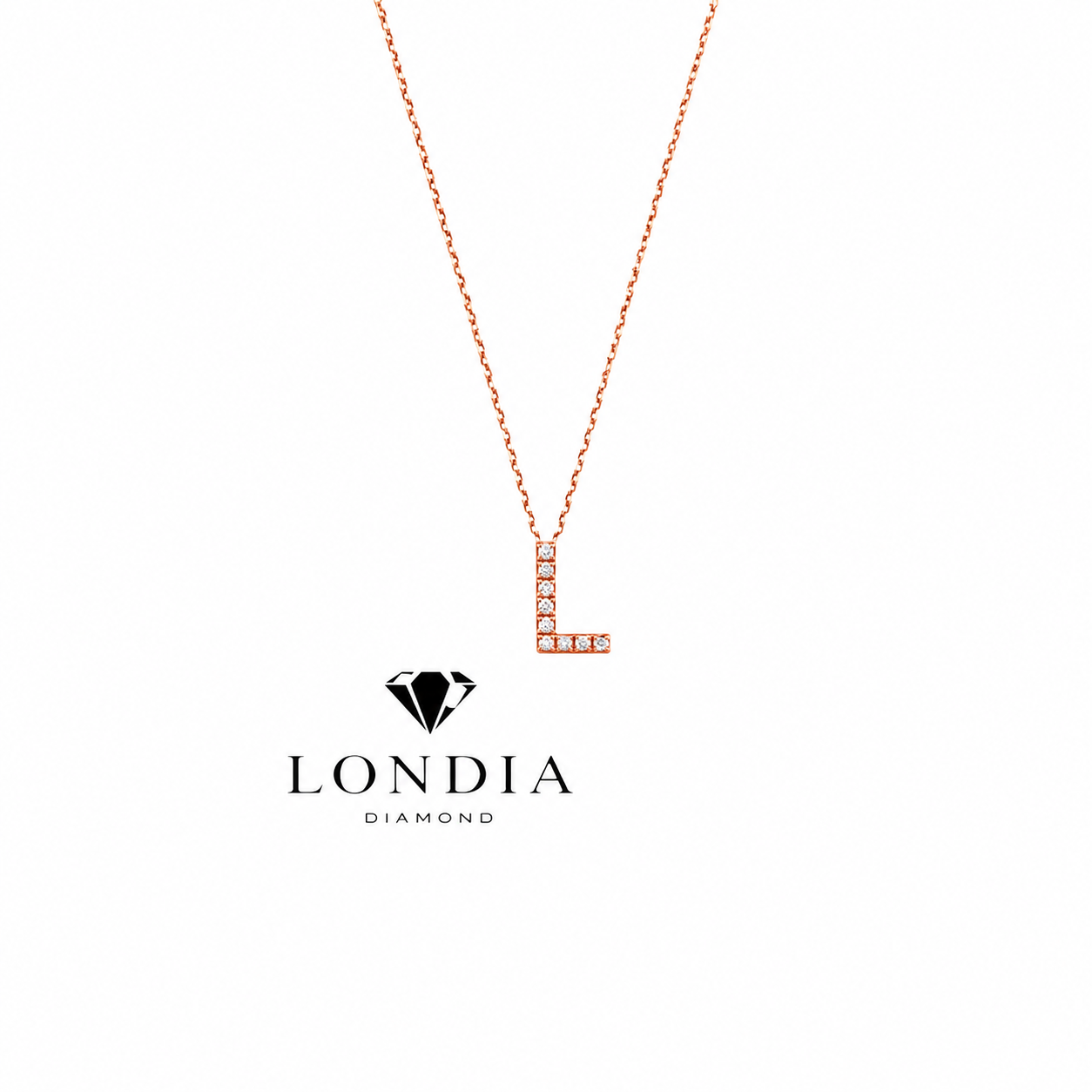 Personalized Mini L Initial 0.05 Carat Natural Diamond Necklace