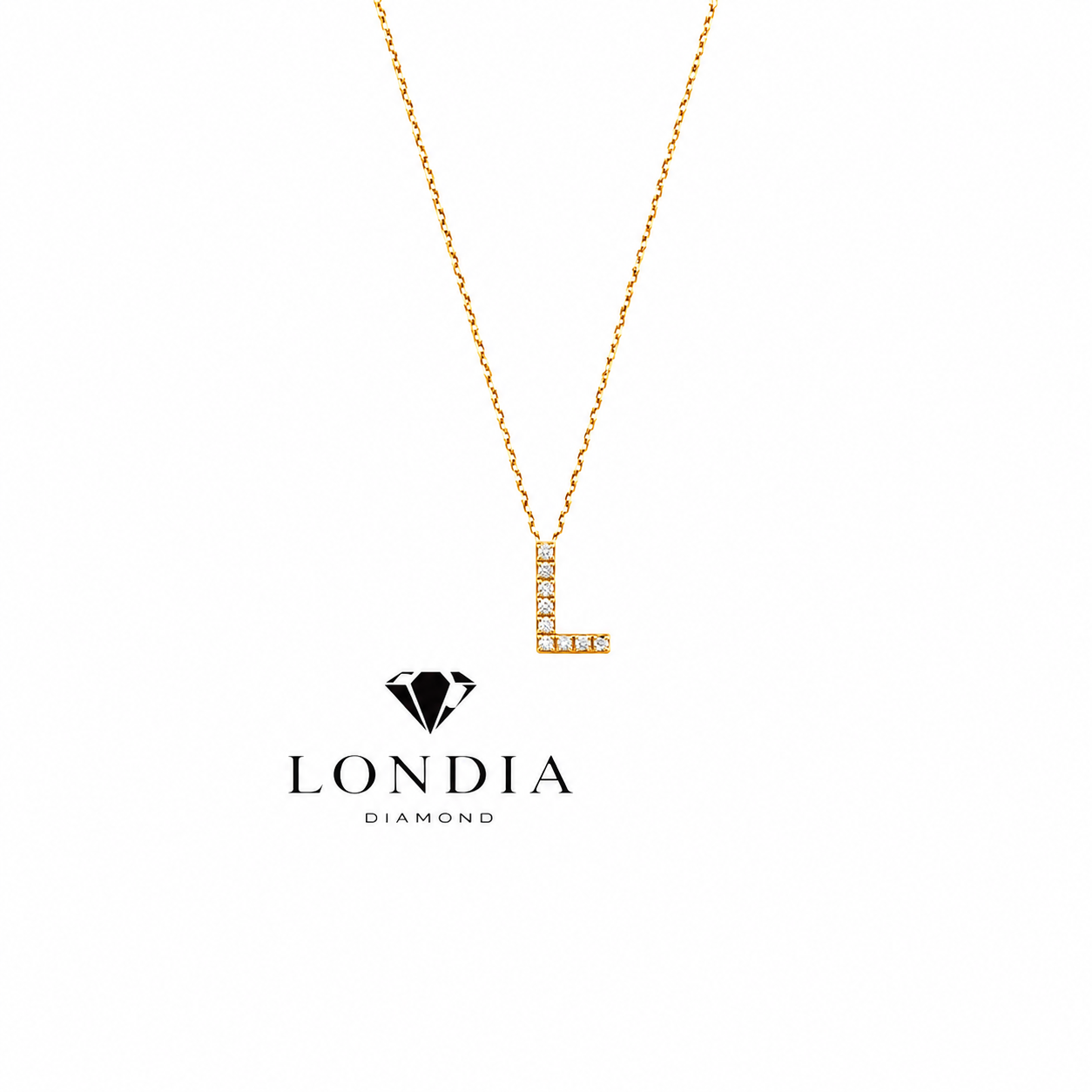 Personalized Mini L Initial 0.05 Carat Natural Diamond Necklace