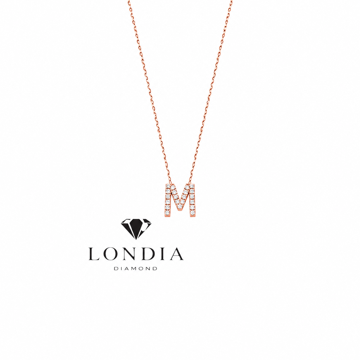 Personalized Mini M Initial 0.10 Carat Natural Diamond Necklace