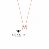 Personalized Mini M Initial 0.10 Carat Natural Diamond Necklace