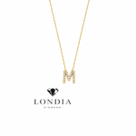 Personalized Mini M Initial 0.10 Carat Natural Diamond Necklace