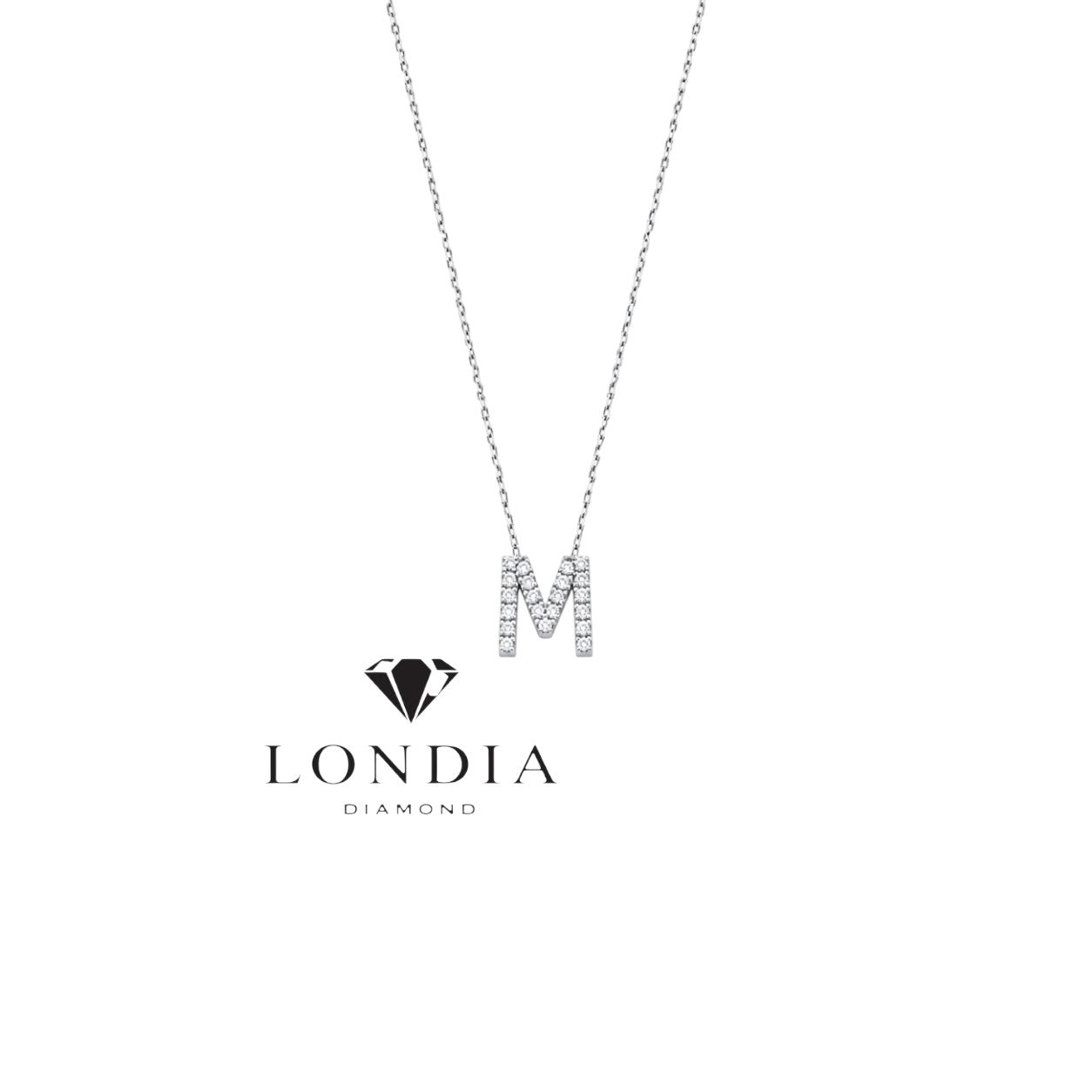 Personalized Mini M Initial 0.10 Carat Natural Diamond Necklace