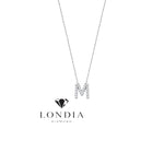 Personalized Mini M Initial 0.10 Carat Natural Diamond Necklace