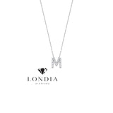 Personalized Mini M Initial 0.10 Carat Natural Diamond Necklace