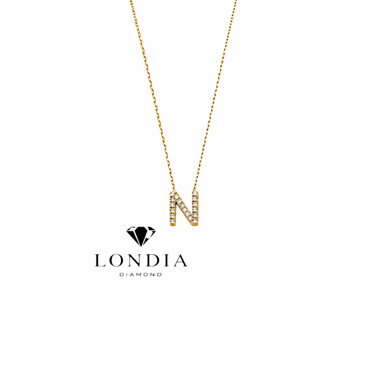 Personalized Mini N Initial 0.10 Carat Natural Diamond Necklace