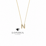 Personalized Mini N Initial 0.10 Carat Natural Diamond Necklace
