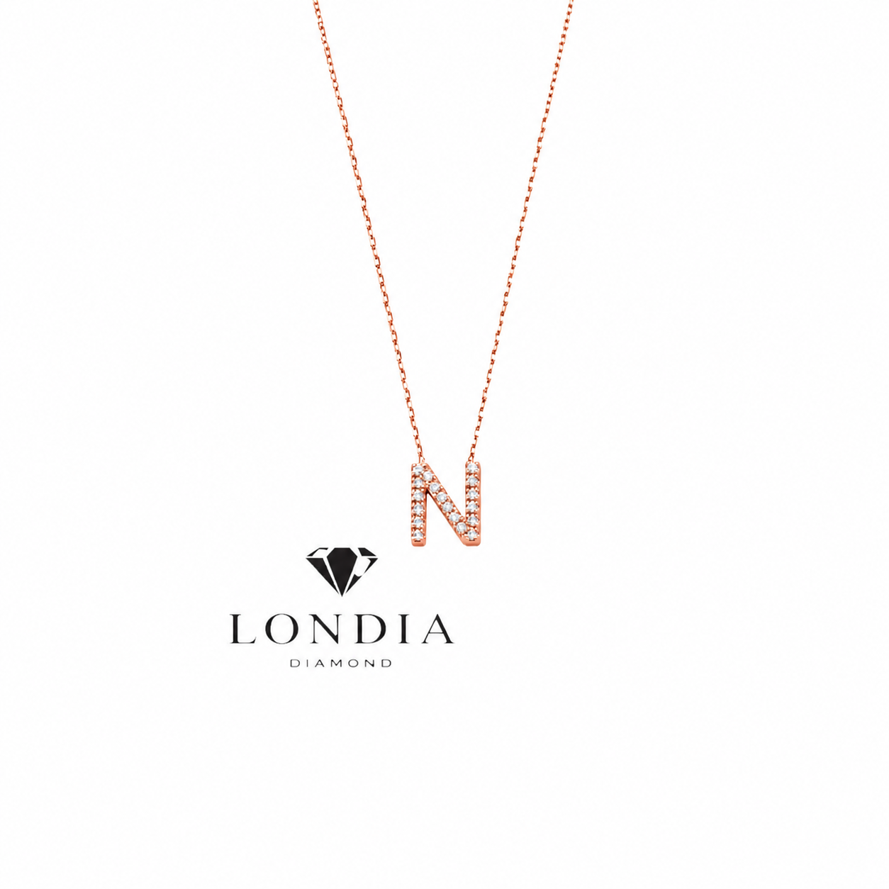 Personalized Mini N Initial 0.10 Carat Natural Diamond Necklace