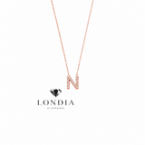 Personalized Mini N Initial 0.10 Carat Natural Diamond Necklace