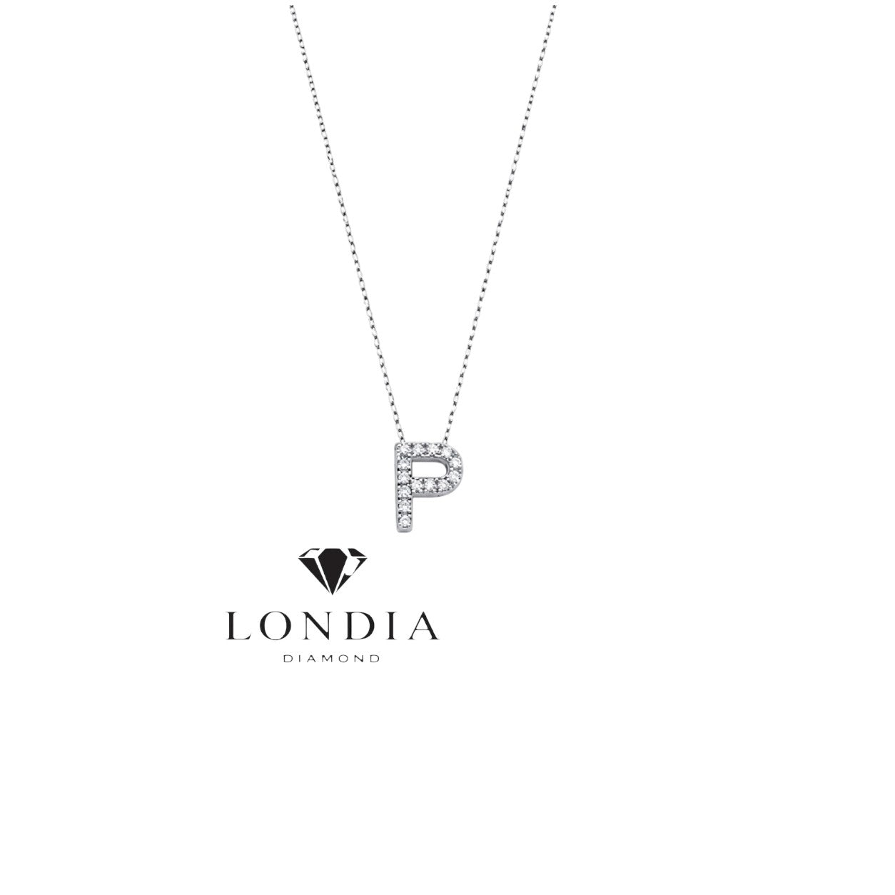Personalized Mini P Initial 0.05 Carat Natural Diamond Necklace