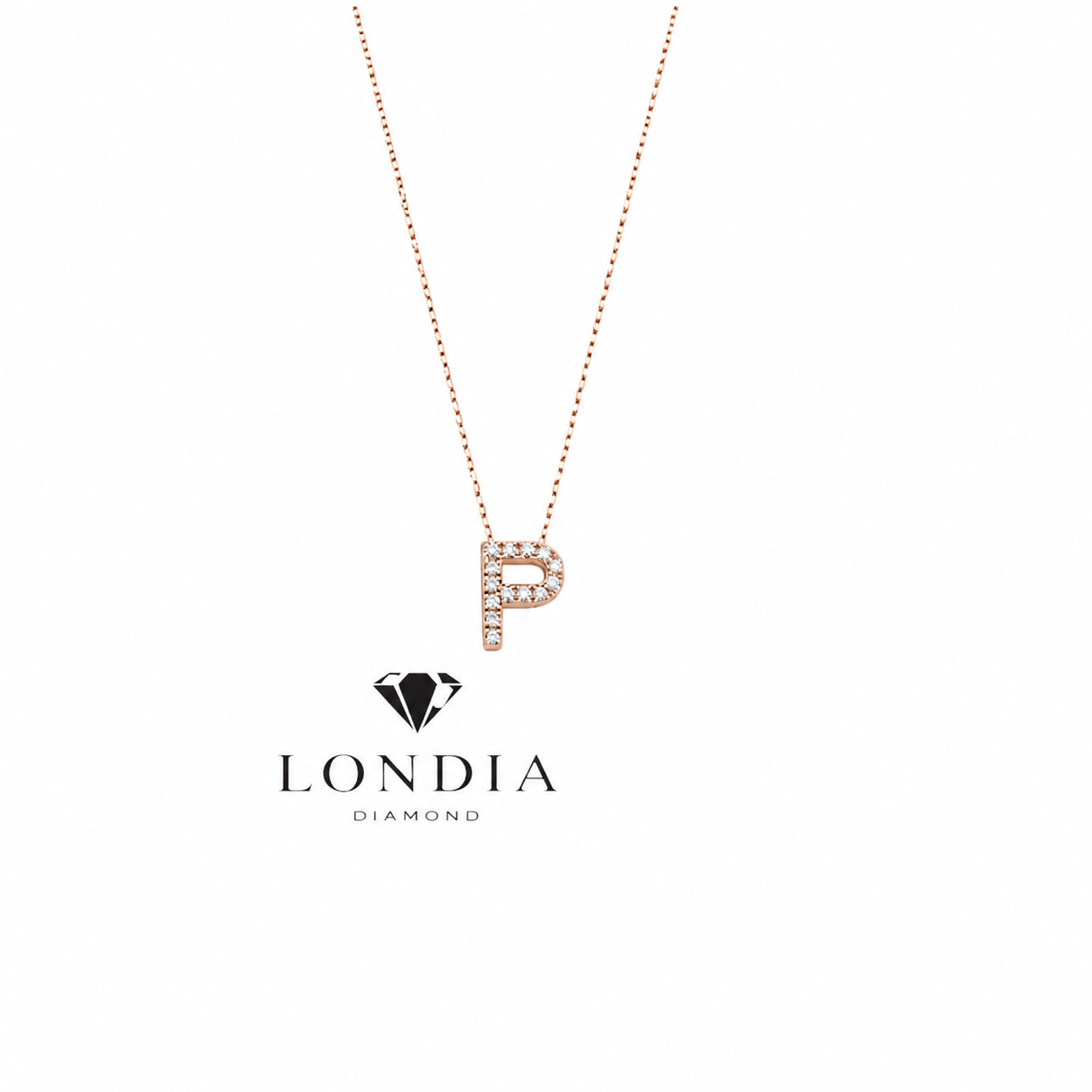 Personalized Mini P Initial 0.05 Carat Natural Diamond Necklace
