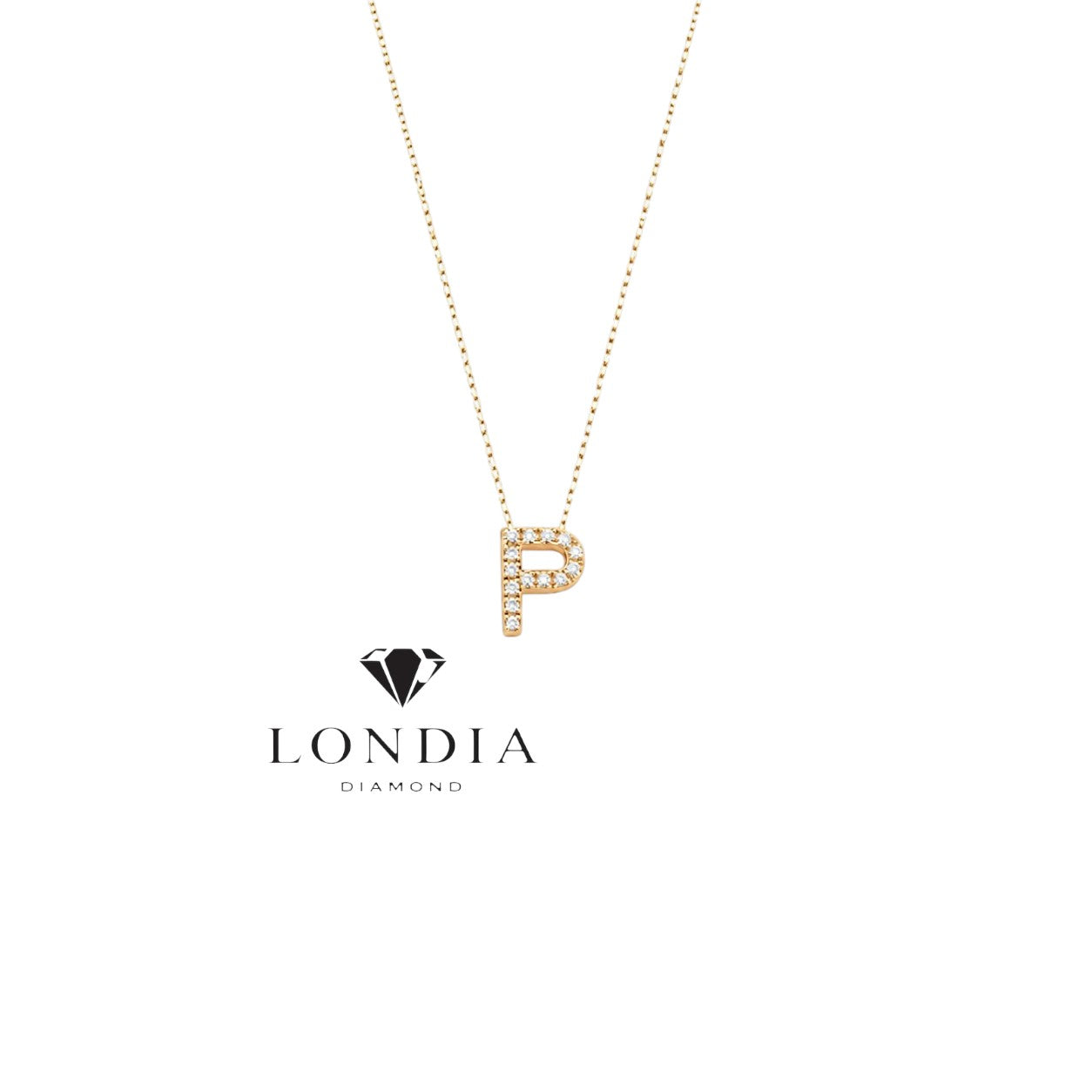 Personalized Mini P Initial 0.05 Carat Natural Diamond Necklace