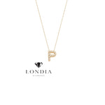 Personalized Mini P Initial 0.05 Carat Natural Diamond Necklace