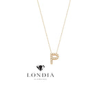 Personalized Mini P Initial 0.05 Carat Natural Diamond Necklace
