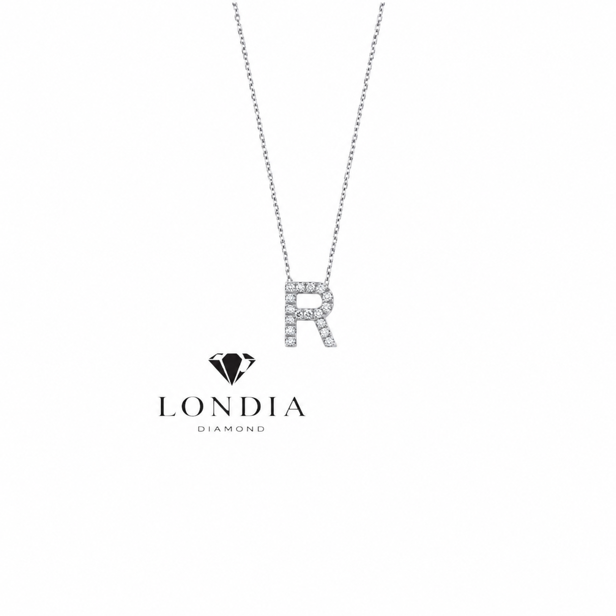 Personalized Mini R Initial 0.10 Carat Natural Diamond Necklace