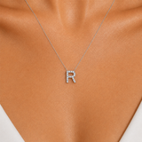 Personalized Mini R Initial 0.10 Carat Natural Diamond Necklace