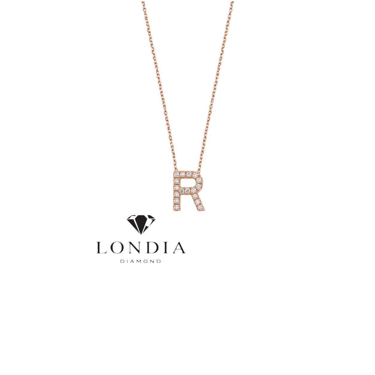 Personalized Mini R Initial 0.10 Carat Natural Diamond Necklace