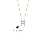Personalized Mini R Initial 0.10 Carat Natural Diamond Necklace