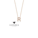 Personalized Mini R Initial 0.10 Carat Natural Diamond Necklace