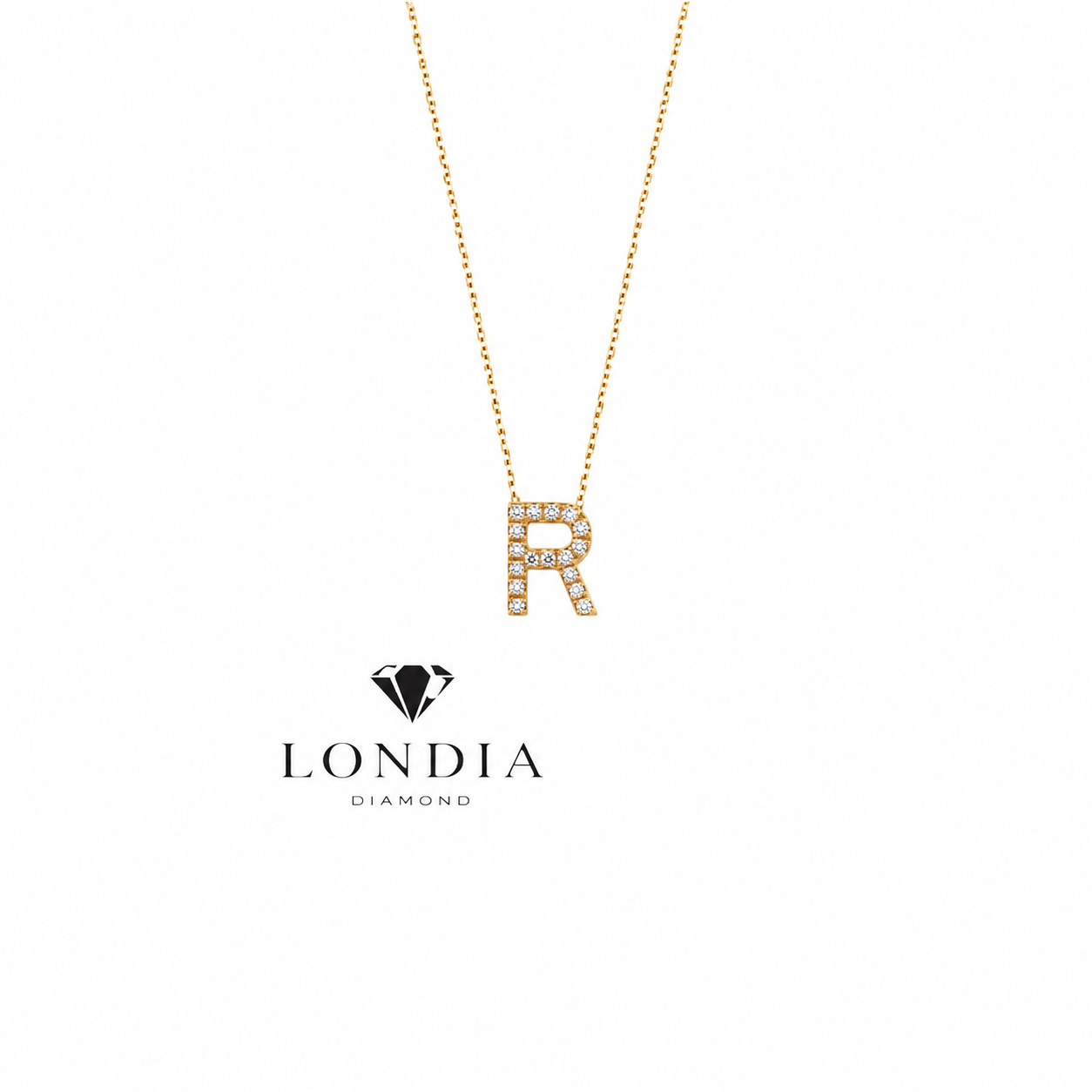 Personalized Mini R Initial 0.10 Carat Natural Diamond Necklace