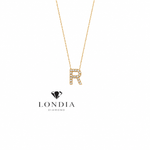 Personalized Mini R Initial 0.10 Carat Natural Diamond Necklace