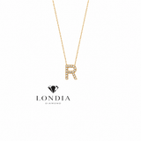 Personalized Mini R Initial 0.10 Carat Natural Diamond Necklace