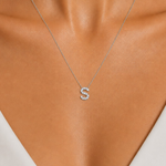 Personalized Mini S Initial 0.05 Carat Natural Diamond Necklace