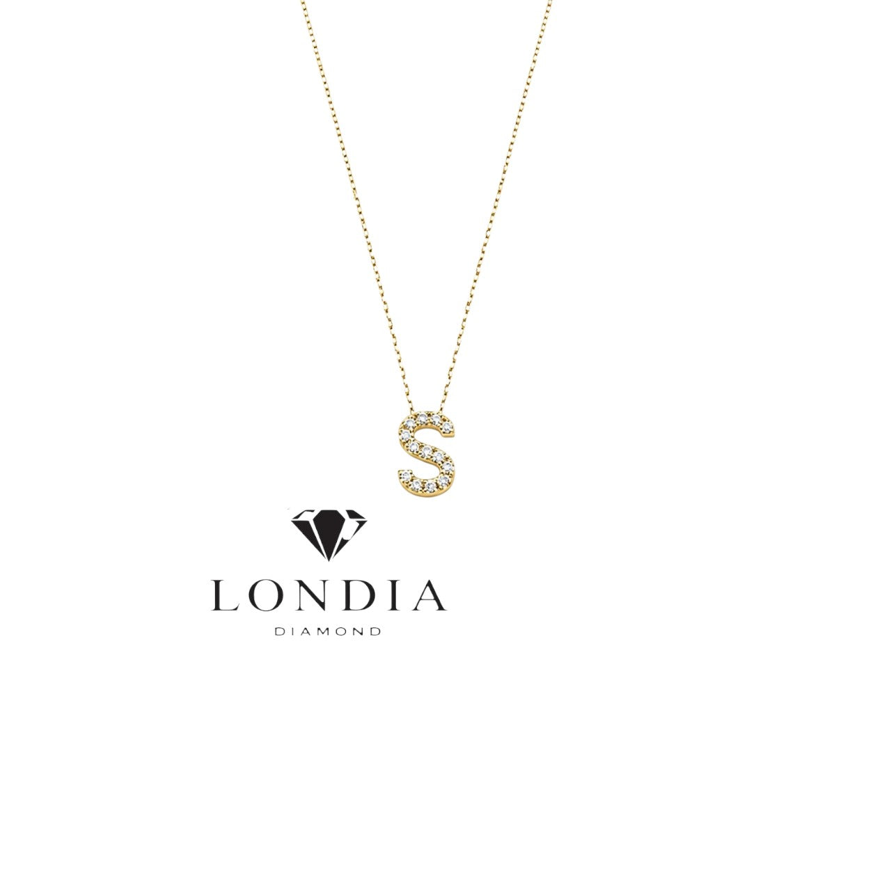 Personalized Mini S Initial 0.05 Carat Natural Diamond Necklace