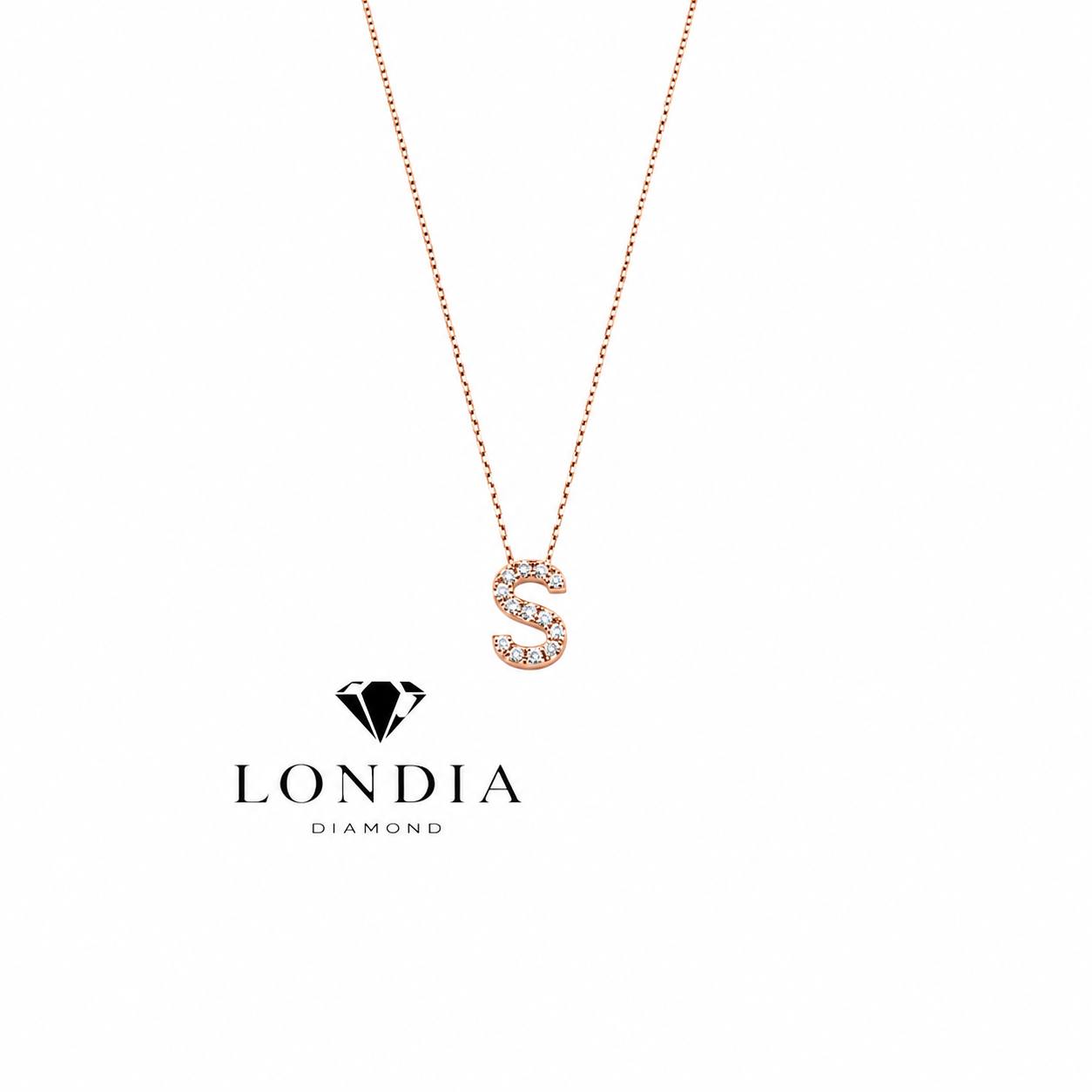 Personalized Mini S Initial 0.05 Carat Natural Diamond Necklace