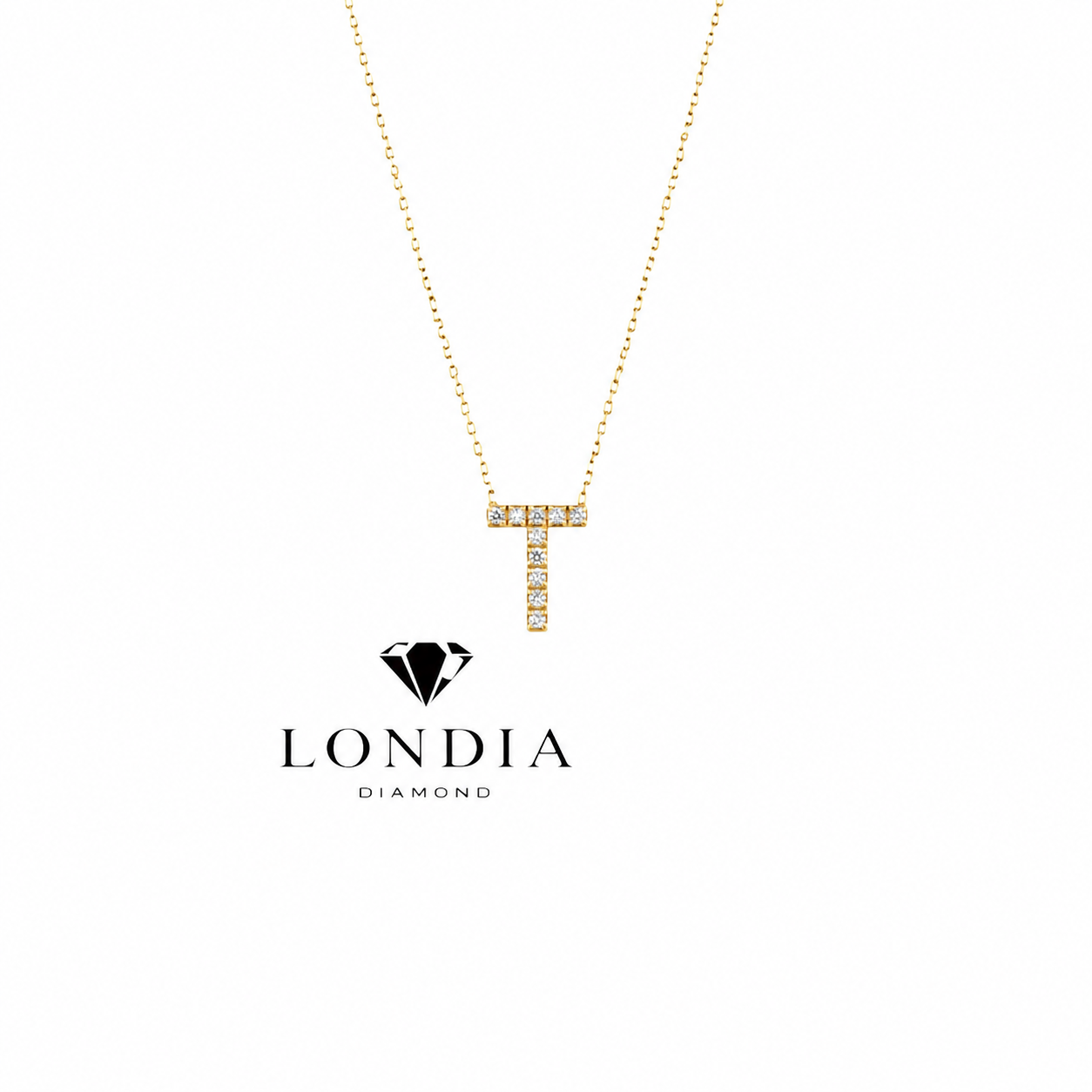 Personalized Mini T Initial 0.05 Carat Natural Diamond Necklace
