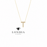 Personalized Mini T Initial 0.05 Carat Natural Diamond Necklace