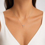 Personalized Mini T Initial 0.05 Carat Natural Diamond Necklace