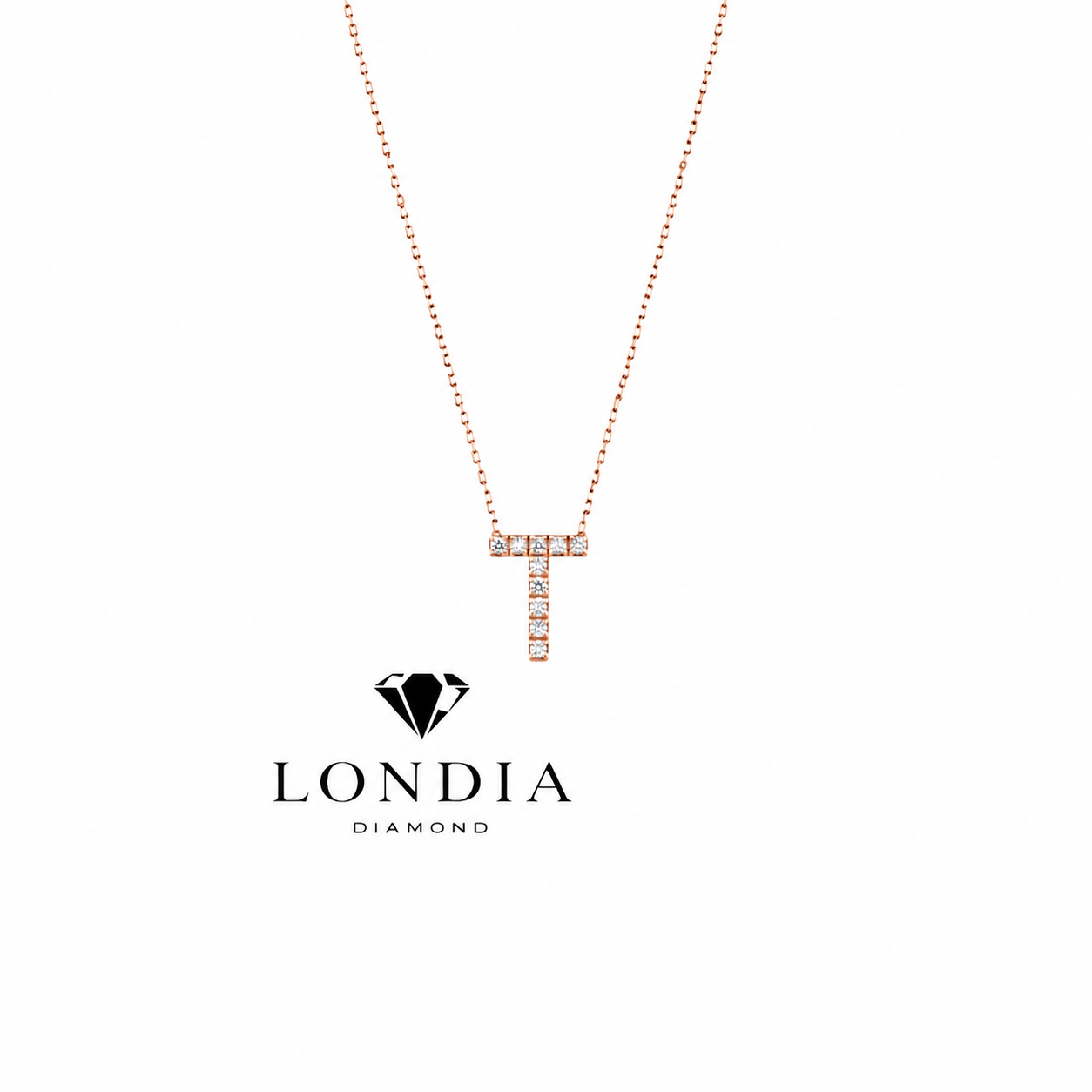 Personalized Mini T Initial 0.05 Carat Natural Diamond Necklace