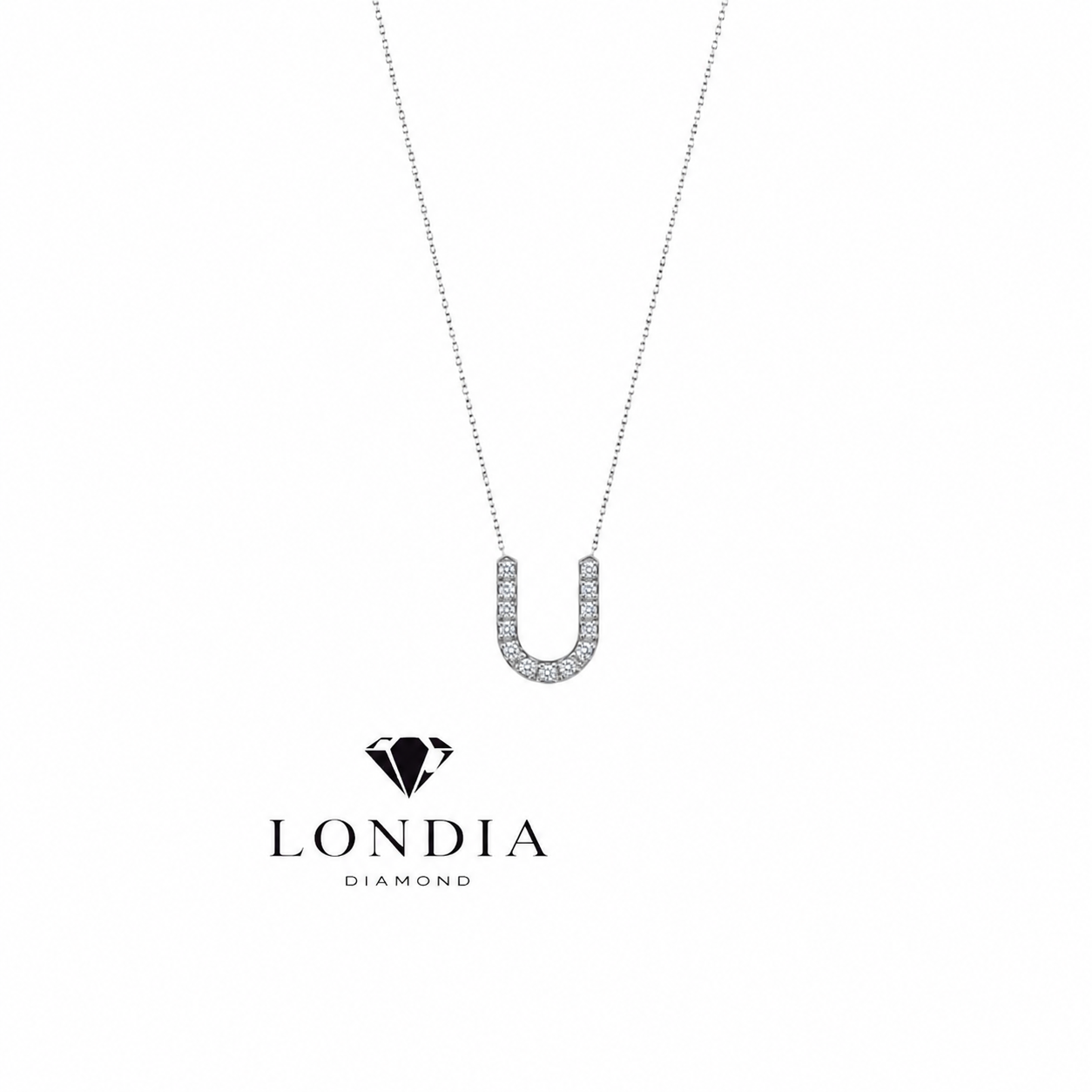 Personalized Mini U Initial 0.05 Carat Natural Diamond Necklace