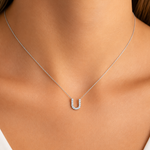 Personalized Mini U Initial 0.05 Carat Natural Diamond Necklace