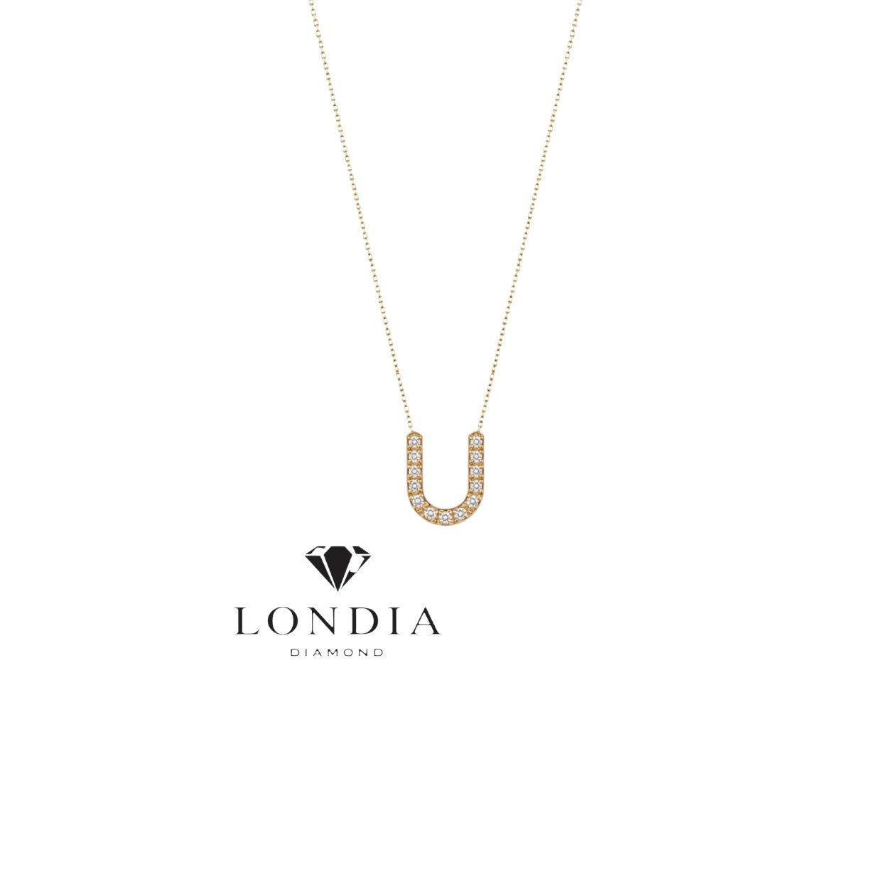Personalized Mini U Initial 0.05 Carat Natural Diamond Necklace
