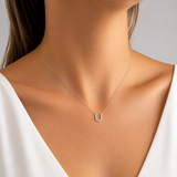 Personalized Mini U Initial 0.05 Carat Natural Diamond Necklace