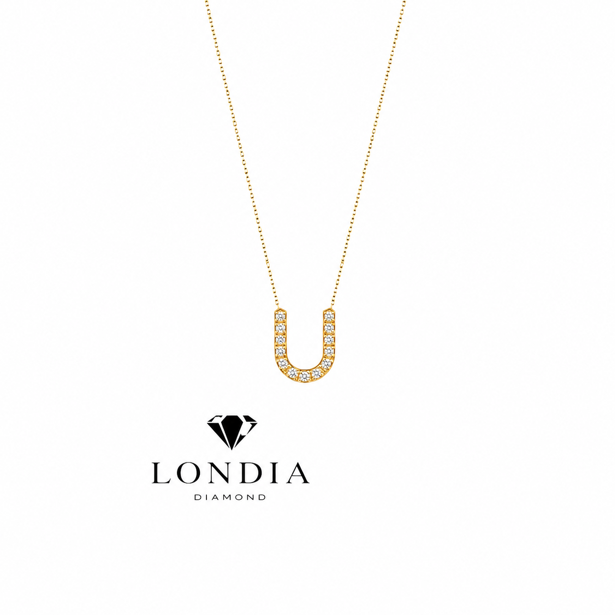 Personalized Mini U Initial 0.05 Carat Natural Diamond Necklace