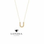 Personalized Mini U Initial 0.05 Carat Natural Diamond Necklace